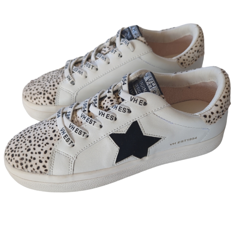 Vintage Havana Forever RO Cheetah Print Leather Sneakers 7.5 Black Off White